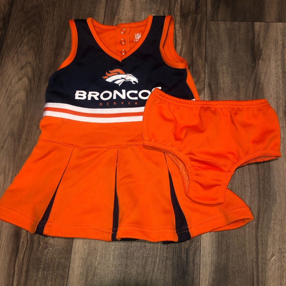 Broncos cheer outfit with bloomers.